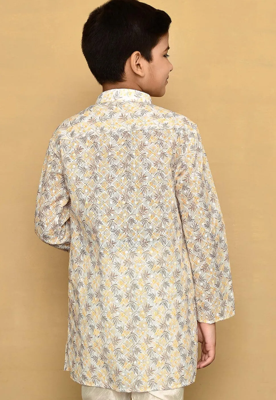 Printed Cotton Kurta in White