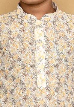 Printed Cotton Kurta in White
