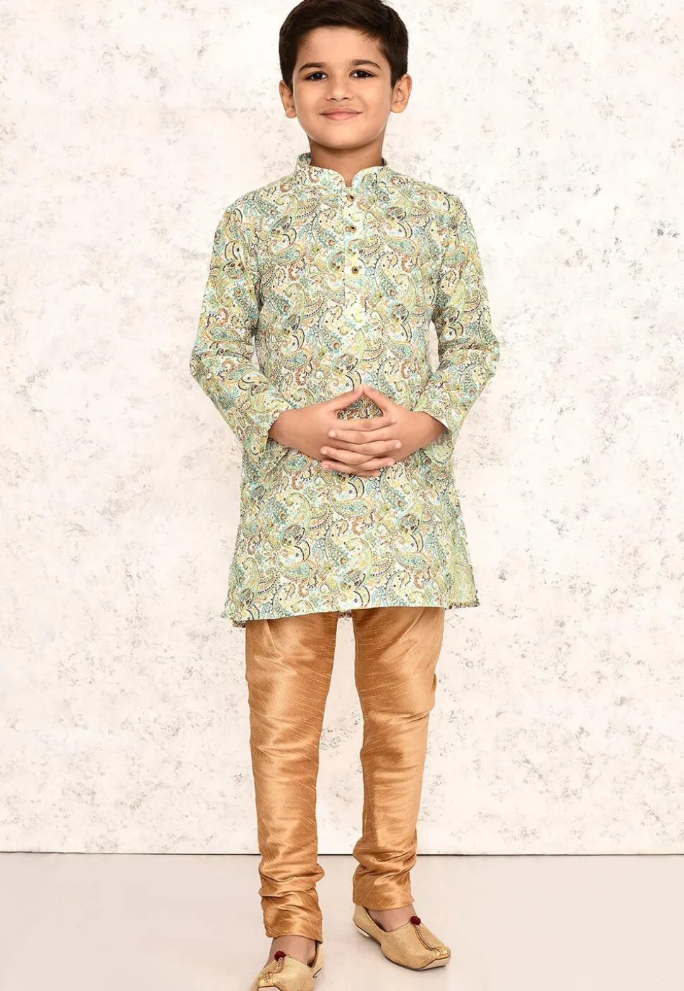 Printed Cotton Kurta Set in White