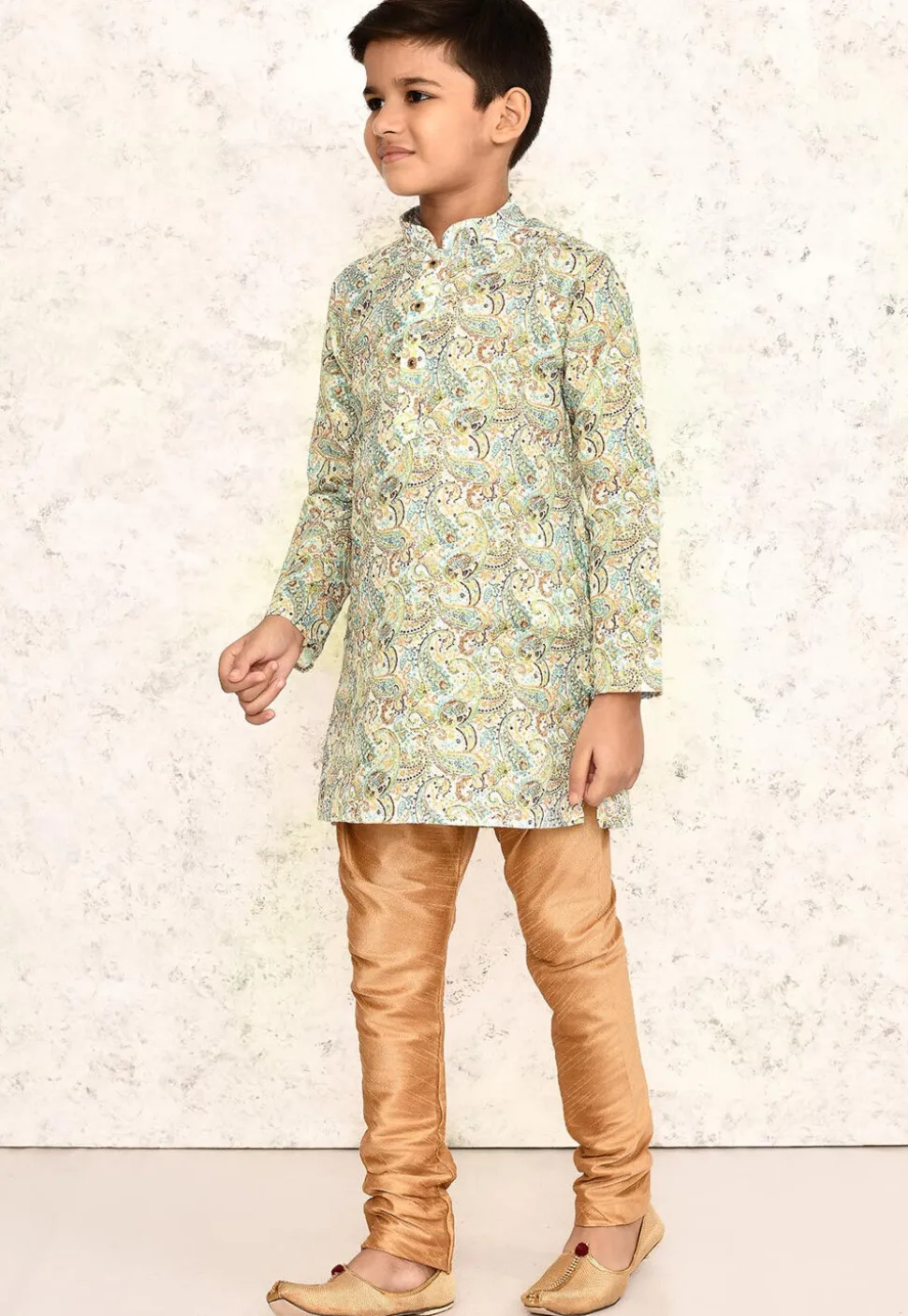 Printed Cotton Kurta Set in White