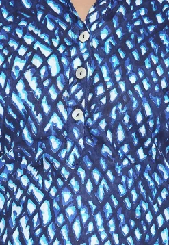 Printed Cotton Kurta with Salwar in Blue