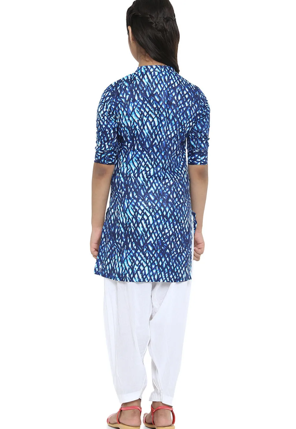 Printed Cotton Kurta with Salwar in Blue