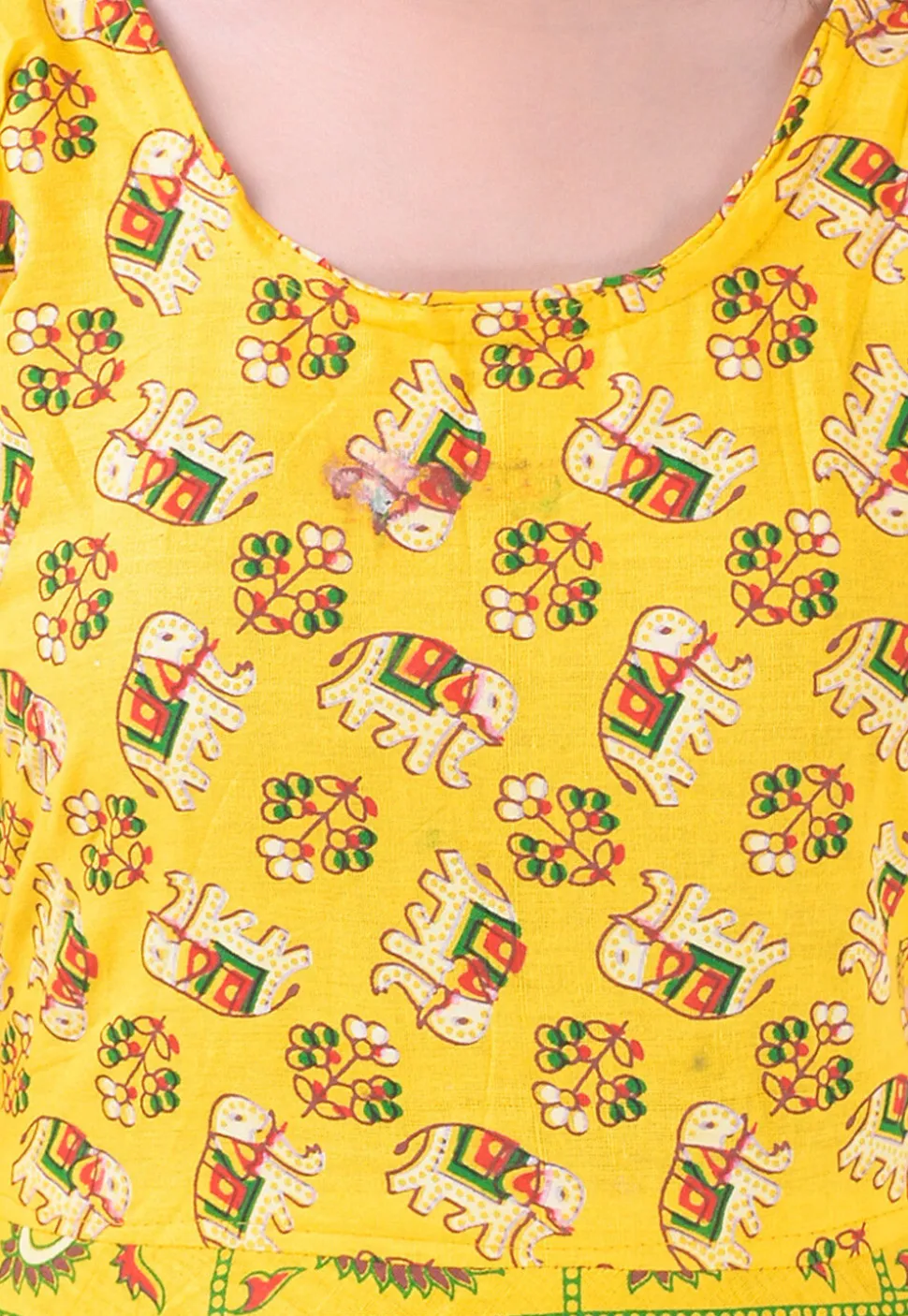 Printed Cotton Long Kurta in Yellow