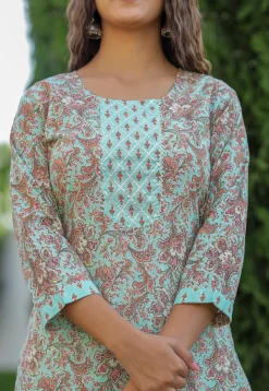 Printed Cotton Pakistani Suit in Light Blue
