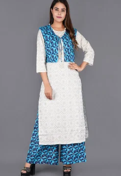 Printed Cotton Pakistani Suit in White