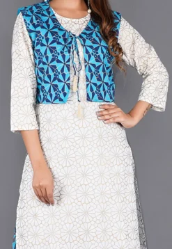 Printed Cotton Pakistani Suit in White