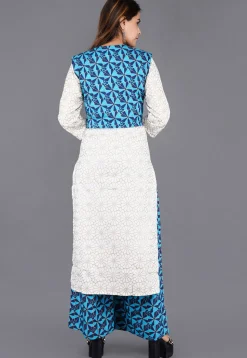 Printed Cotton Pakistani Suit in White