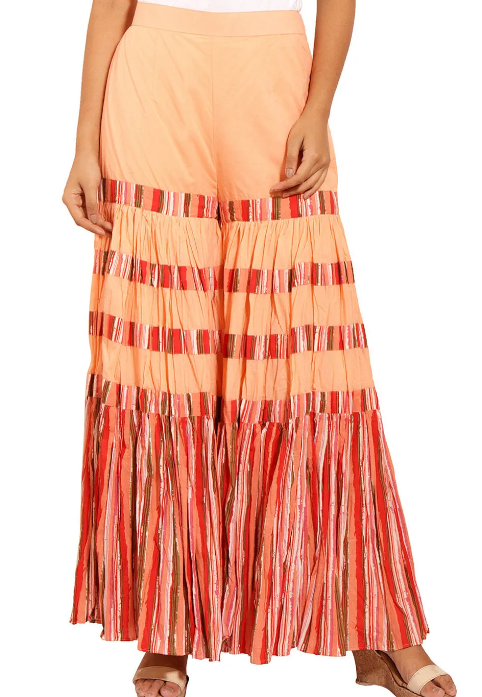 Printed Cotton Pakistani Suit in Peach