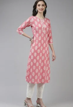 Printed Cotton Pakistani Suit in Pink