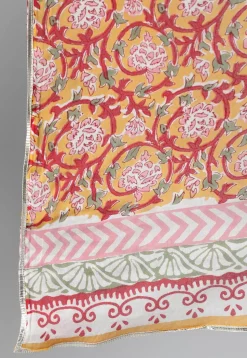 Printed Cotton Pakistani Suit in Mustard and Red