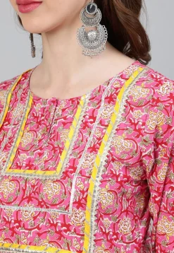 Printed Cotton Pakistani Suit in Pink