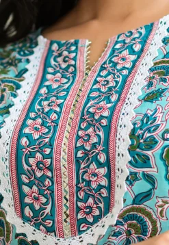 Printed Cotton Pakistani Suit in Sky Blue