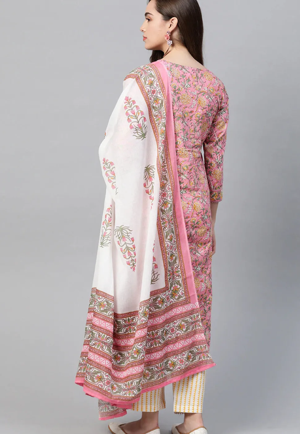 Printed Cotton Pakistani Suit in Pink