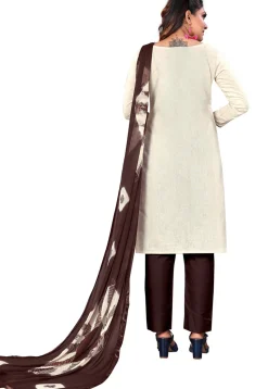 Printed Cotton Pakistani Suit in Off White