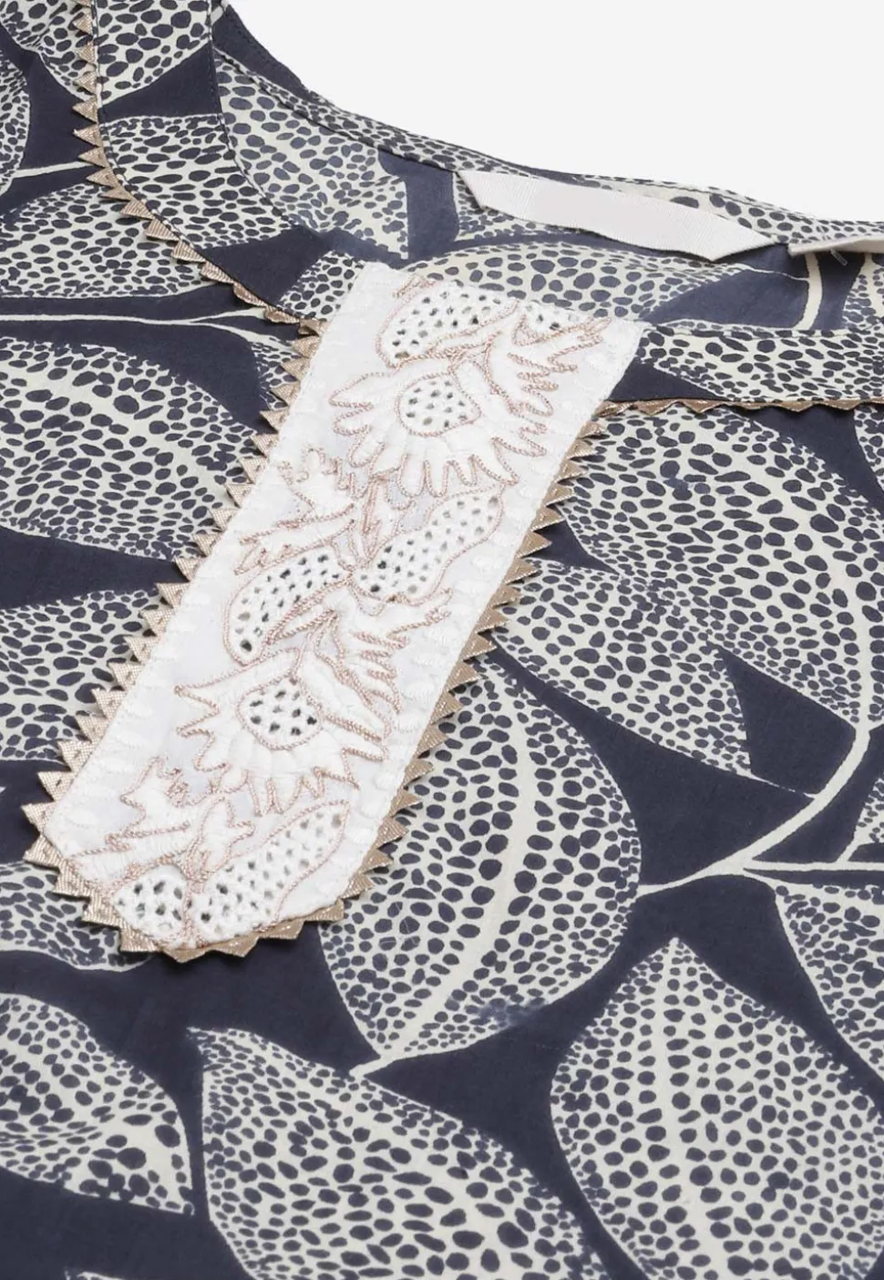 Printed Cotton Pakistani Suit in Dark Grey and Off White