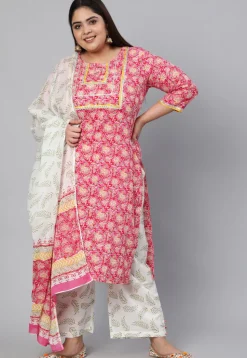 Printed Cotton Pakistani Suit in Pink