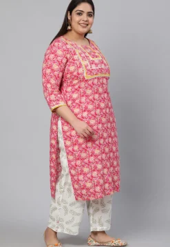 Printed Cotton Pakistani Suit in Pink
