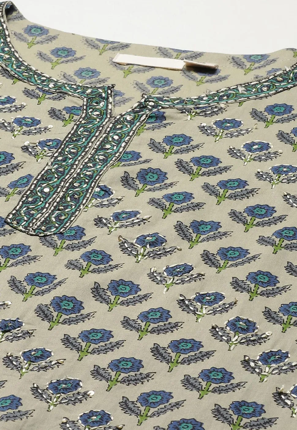 Printed Cotton Pakistani Suit in Light Fawn