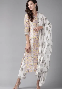 Printed Cotton Pakistani Suit in Peach