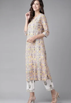 Printed Cotton Pakistani Suit in Peach