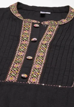 Printed Cotton Pakistani Suit in Black