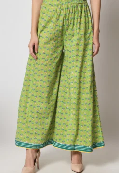 Printed Cotton Pakistani Suit in Light Green