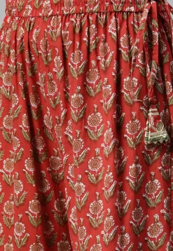 Printed Cotton Pakistani Suit in Red