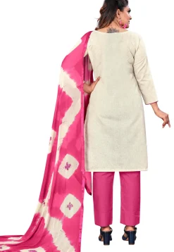 Printed Cotton Pakistani Suit in Off White