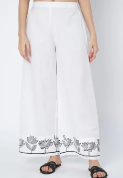 Printed Cotton Palazzo in White