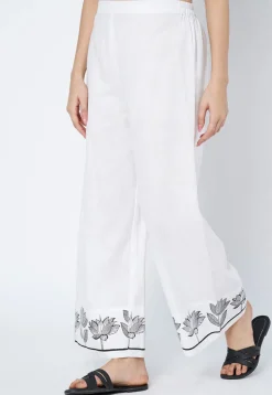 Printed Cotton Palazzo in White