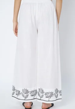 Printed Cotton Palazzo in White
