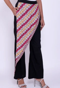 Printed Cotton Palazzo in Black and Multicolor