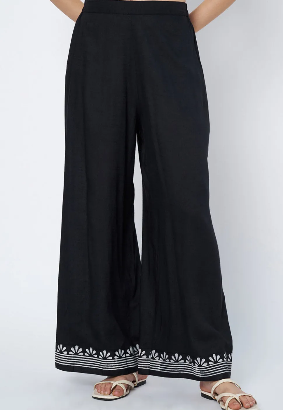 Printed Cotton Palazzo in Black