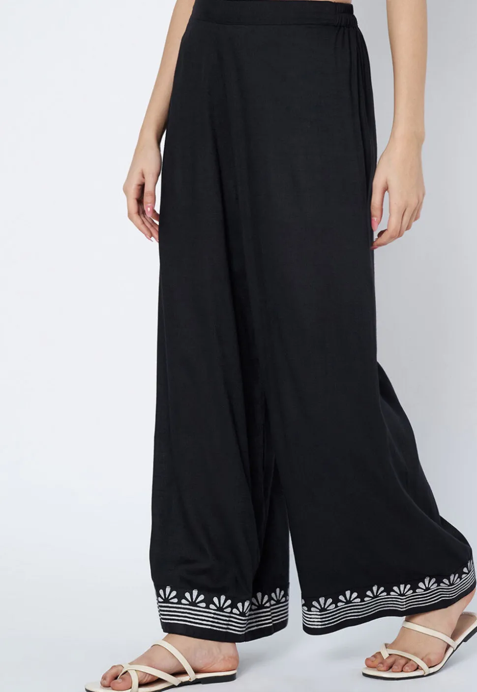 Printed Cotton Palazzo in Black
