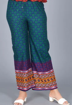 Printed Cotton Palazzo in Navy Blue