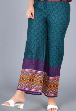 Printed Cotton Palazzo in Navy Blue