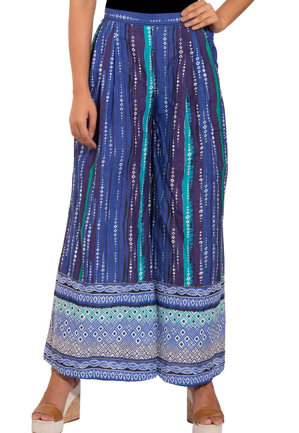 Printed Cotton Palazzo in Blue