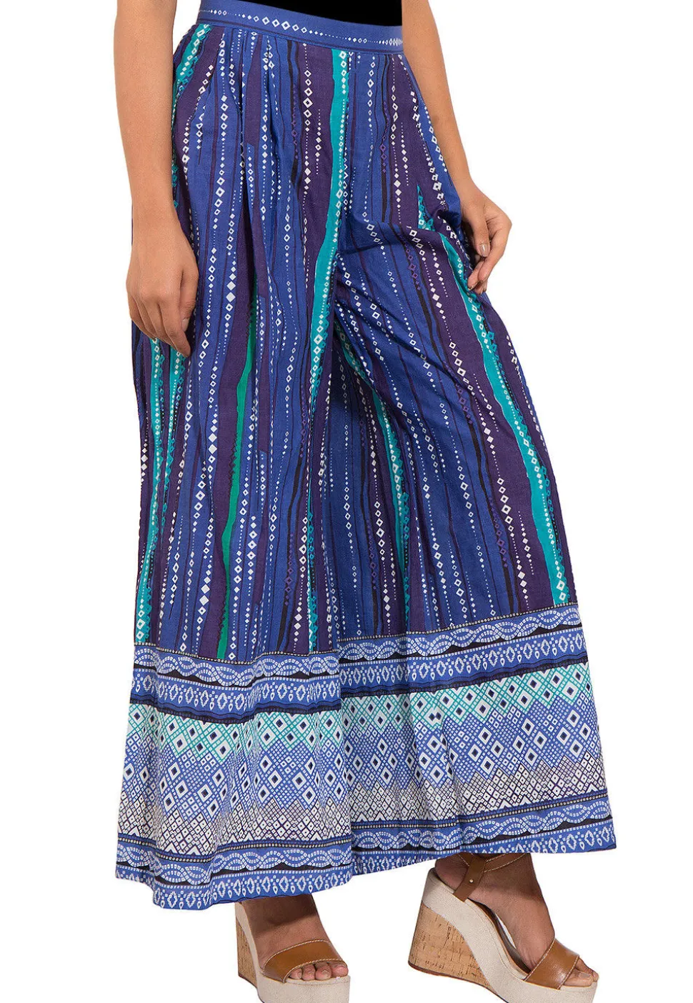 Printed Cotton Palazzo in Blue