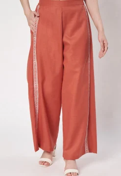 Printed Cotton Pallazo in Rust