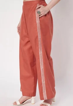Printed Cotton Pallazo in Rust