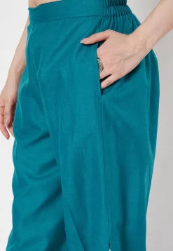Printed Cotton Pallazo in Blue