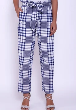 Printed Cotton Pant in Blue and White