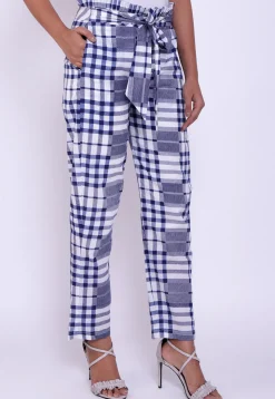 Printed Cotton Pant in Blue and White