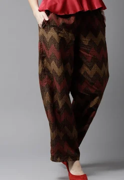 Printed Cotton Pant in Brown