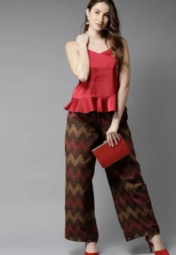 Printed Cotton Pant in Brown