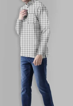 Printed Cotton Short Kurta in Off White