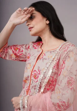 Printed Cotton Silk Pakistani Suit in Peach