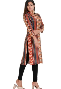 Printed Cotton Straight Kurta in Multicolor