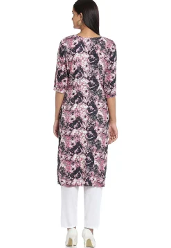 Printed Cotton Straight Kurta in Multicolor