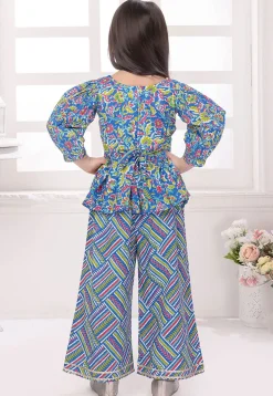 Printed Cotton Top Set in Blue